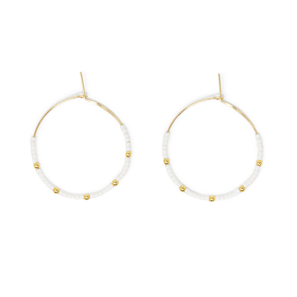 Seed Bead Hoops in Gold