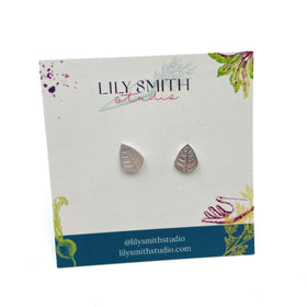 Silver Medium Leaf Post Earrings