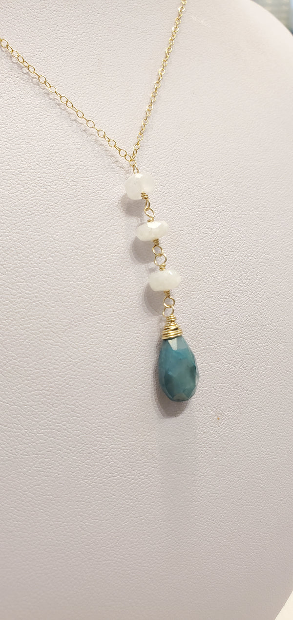 Mystic Blue Moonstone Y-Necklace