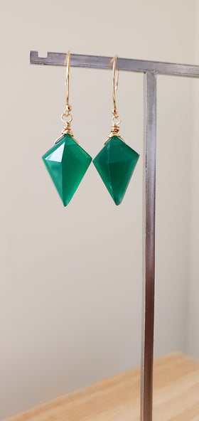 Green Onyx Prism Drop Earrings
