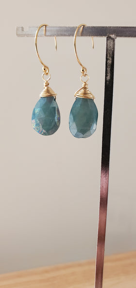 Mystic Blue Moonstone Drop Earrings
