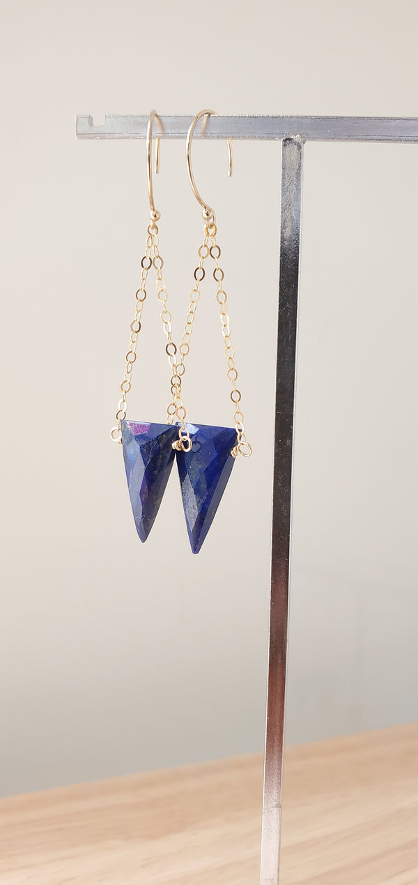 Lapis Prism Drop Earrings