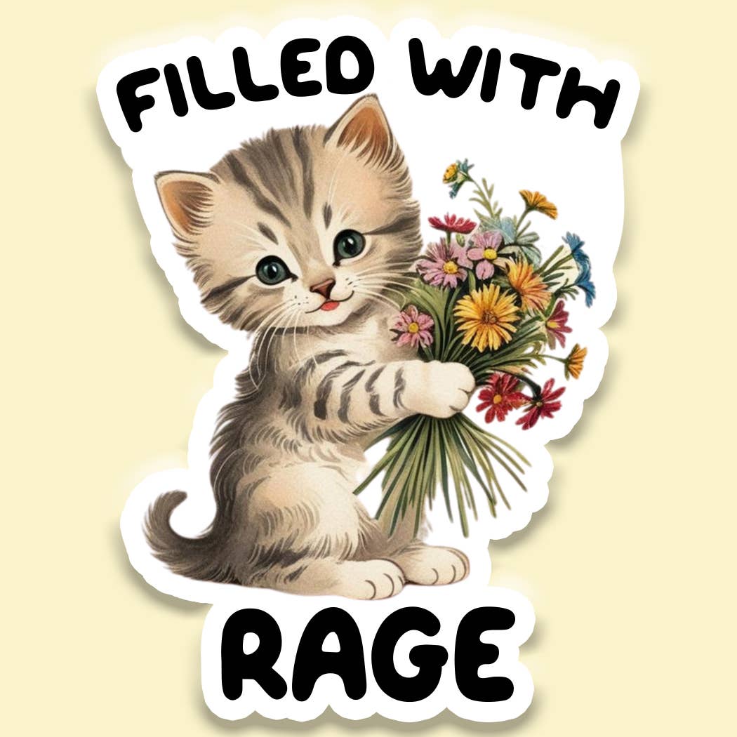 Filled with Rage Sticker Decal, Funny Sticker Decal, Cat | Reynolds ...