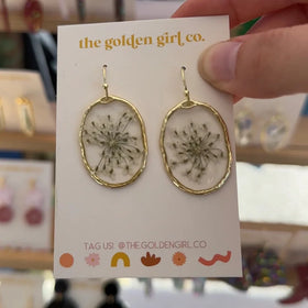 Queen Anne's Lace Oval Earrings