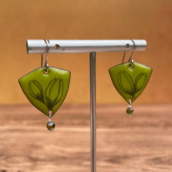 Chartreuse Enamel Crocus 'Doodle' Earrings