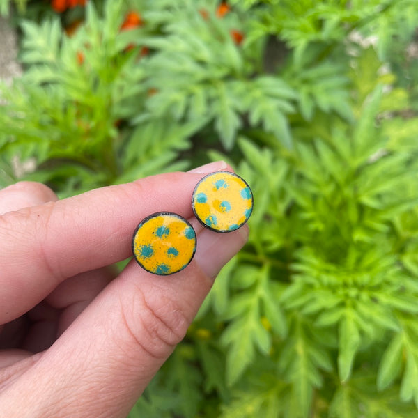 Enamel Dot Post Earrings