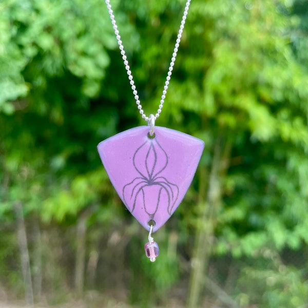 Orchid Pink Enamel Iris 'Doodle' Necklace