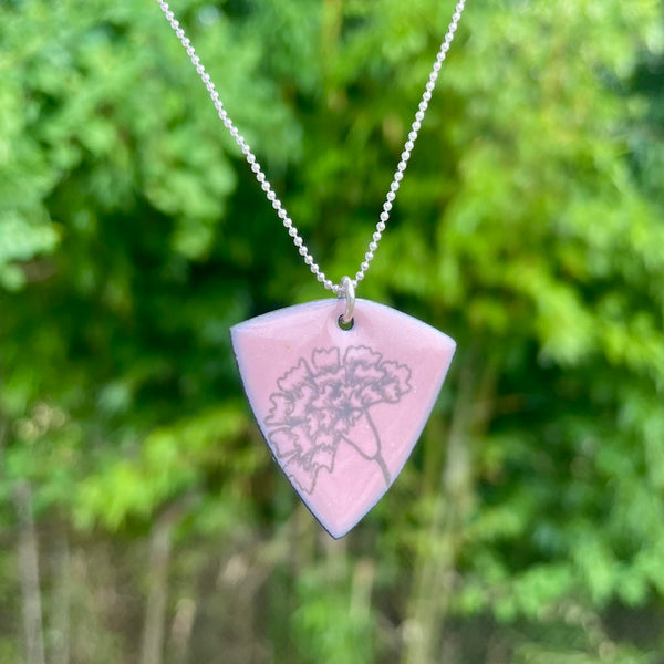 Pink Enamel Carnation 'Doodle' Necklace