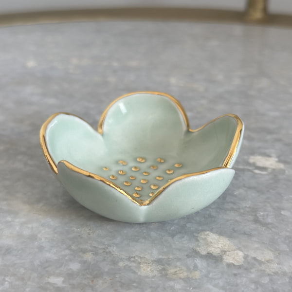 green floral trinket dish
