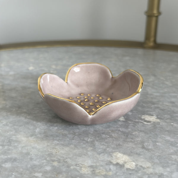 dusty rose floral trinket dish