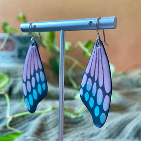 Pink & Marine Blue Enamel Butterfly Wing Earrings