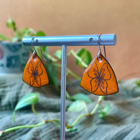 Orange Enamel Butterfly 'Doodle' Earrings