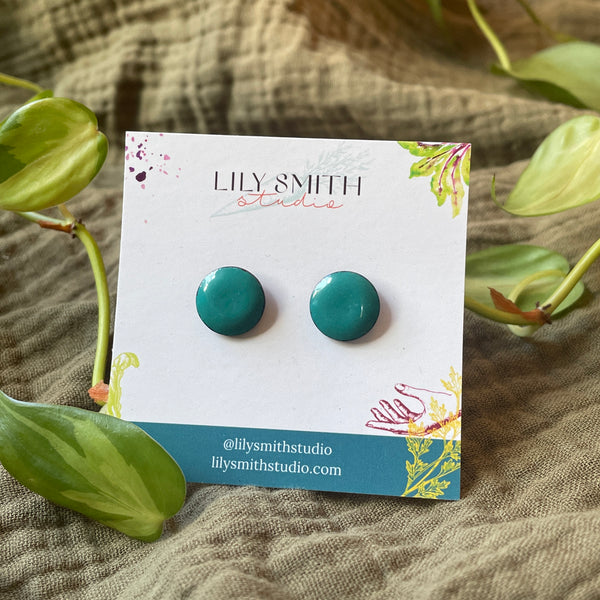 Enamel Dot Post Earrings