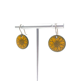 Yellow Enamel Sunflower 'Doodle' Earrings