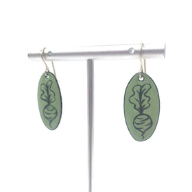 Mint Green Enamel Beet 'Doodle' Earrings