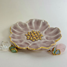 dusty rose floral trinket dish