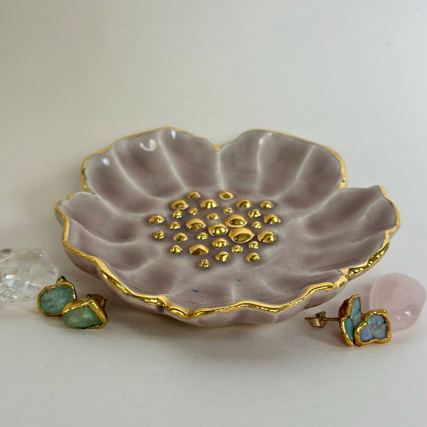 dusty rose floral trinket dish