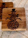 Set of 4 Square Wooden Coasters- Let It Snow Design