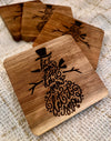 Set of 4 Square Wooden Coasters- Let It Snow Design