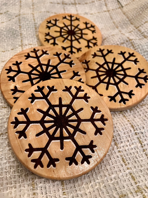 Set of 4 Snowflake Coasters-Design