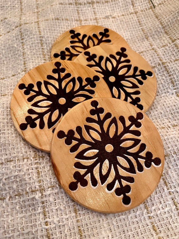 Set of 4 Snowflake Coasters-Design 3