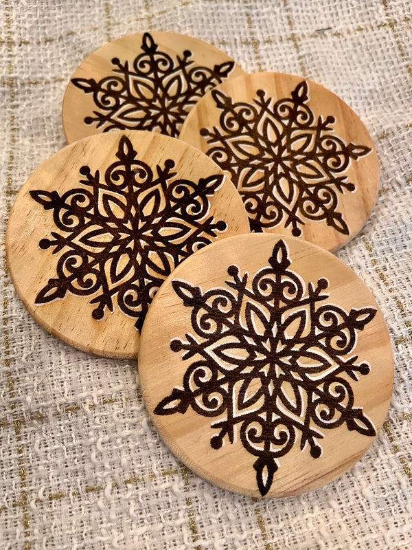 Set of 4 Snowflake Coasters-Design 4