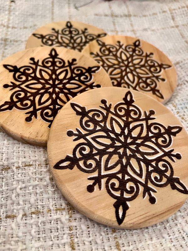 Set of 4 Snowflake Coasters-Design 4