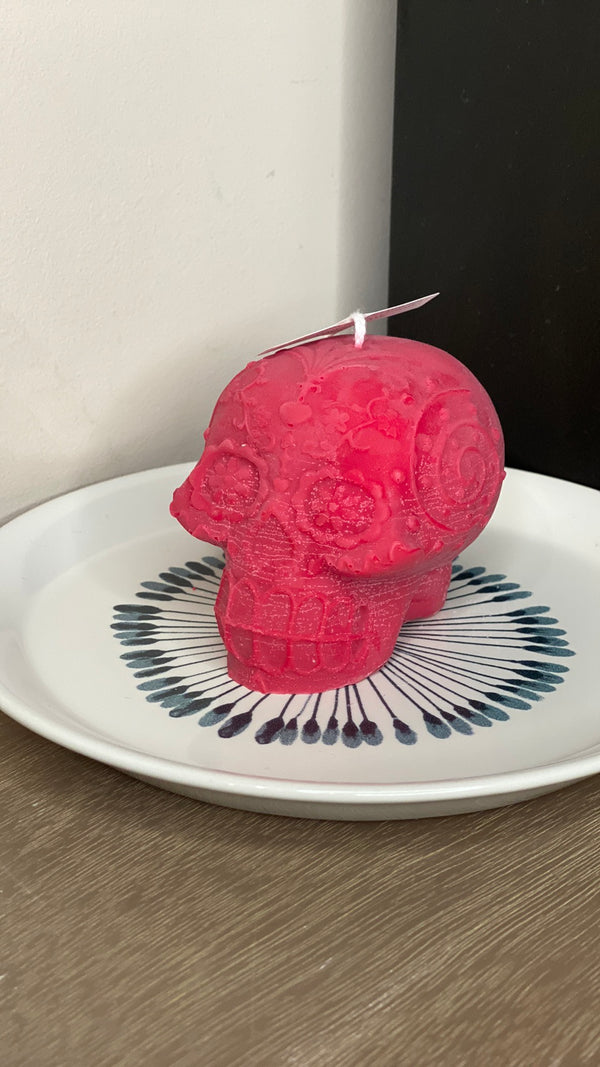 🌼💀 Día de los Muertos Skull Candle 💀🌼