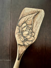 Wooden Spatula - Hand burned flower design