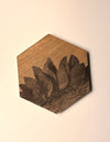 Set of 4 Hexagon Wooden Coasters- Sunflower Design