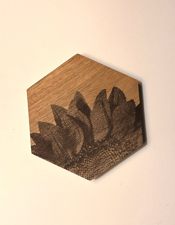 Set of 4 Hexagon Wooden Coasters- Sunflower Design