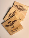 Set of 4 Square Wooden Coasters- Atlien Design