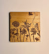 Set of 4 Square Wooden Coasters- Floral Design