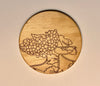 Set of 4 Round Wooden Coasters- Grapevine Design