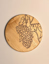 Set of 4 Round Wooden Coasters- Grapevine Design