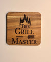 Set of 4 Square Wooden Coasters- The Grill Master Design