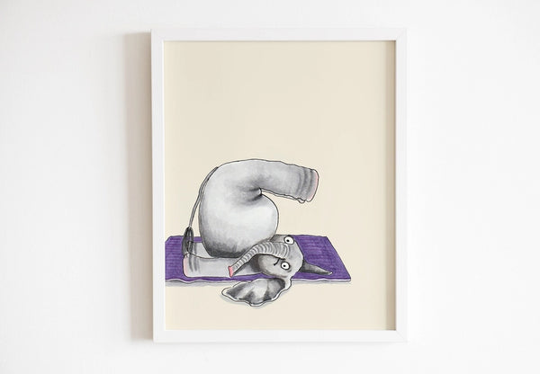 Elephant Yoga Art Print