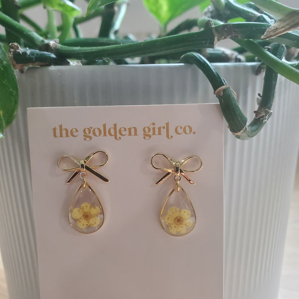 Pressed Flower Teardrop Earrings