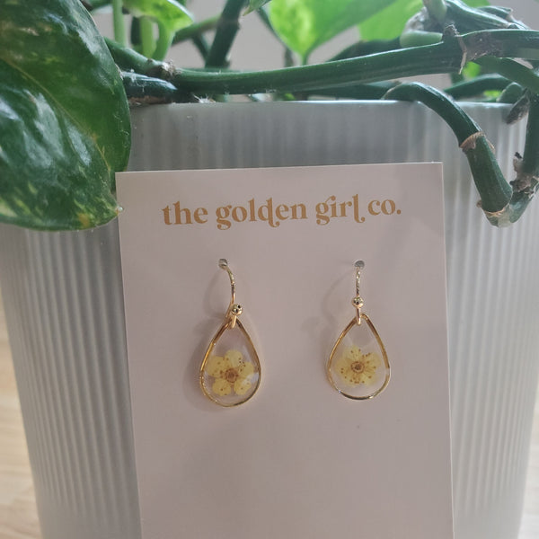 Pressed Flower Teardrop Earrings