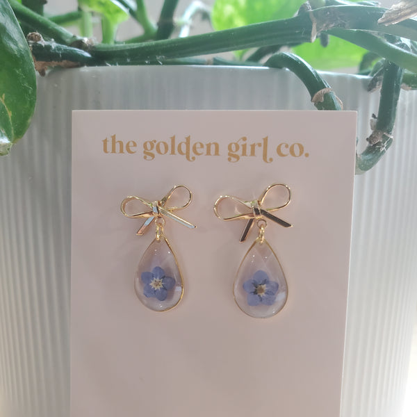 Pressed Flower Teardrop Earrings