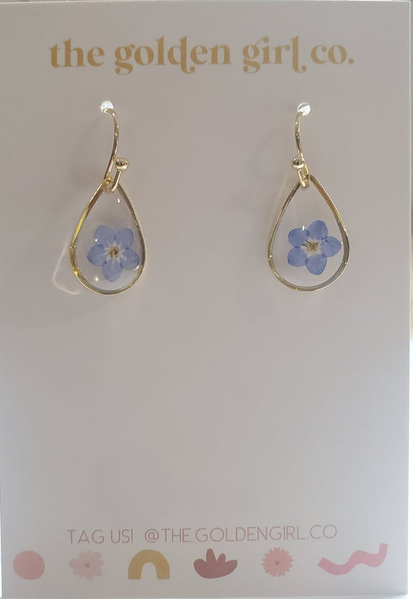 Pressed Flower Teardrop Earrings