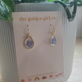 Pressed Flower Teardrop Earrings