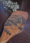 Wooden Spatula - Hand burned mountain design