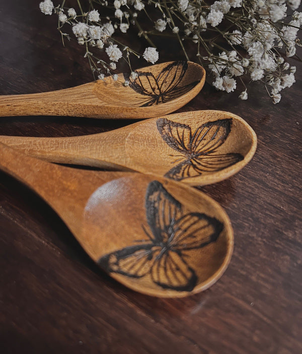 Mini Wooden Spoon - Butterfly Tea Time