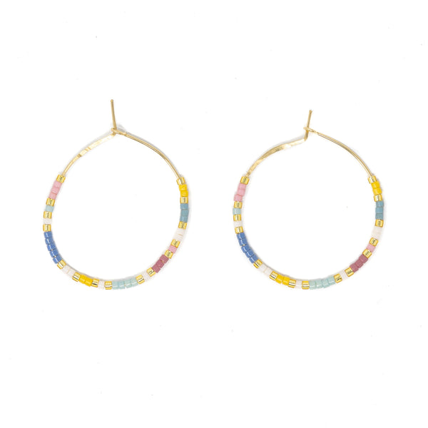 Seed Bead Hoops in Gold
