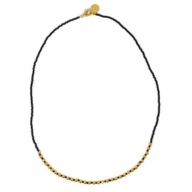 Matte Black & Gold Bead Necklaces