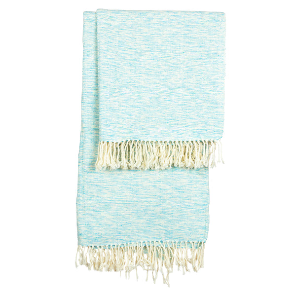 Mixed Weave Blanket- Aqua Blue