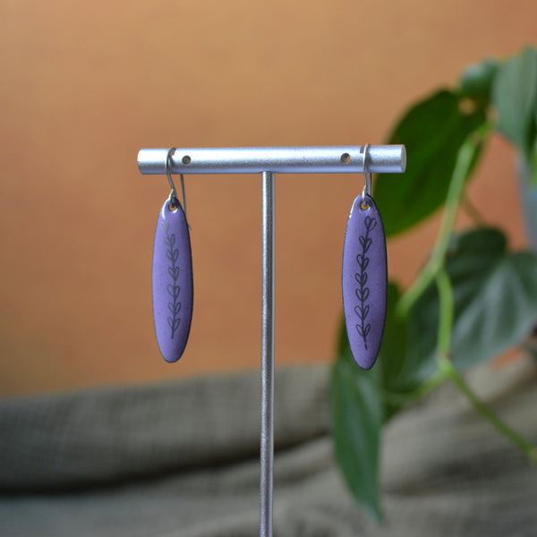 Purple Enamel Wildflower 'Doodle' Earrings