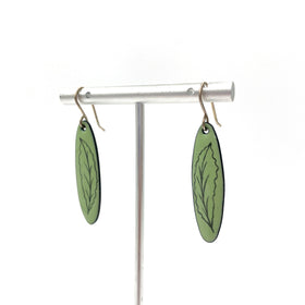 Mint Green Enamel Leaf 'Doodle' Earrings