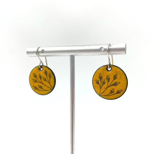 Yellow Enamel Wildflower 'Doodle' Earrings